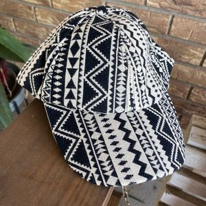 Ivory Ball Cap with Black Tribal Design NWT
